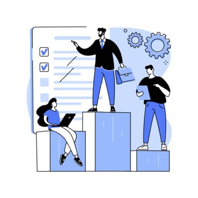 Business hierarchy abstract concept vector illustration. Hierarchical organization, top level management, execution of business plan, corporate ladder, company model and size abstract metaphor.